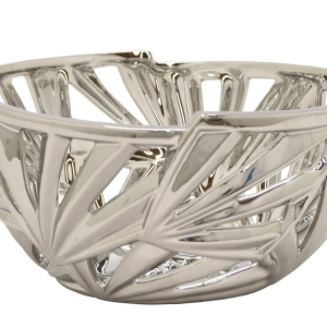 Three Hands 80188 Silver Decorative Pierced Ceramic Bowl