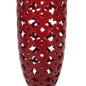 Three Hands 34583 Red Ceramic Vase Pierced