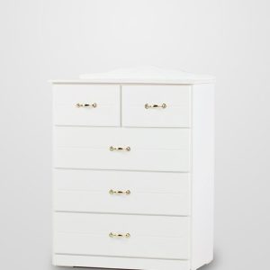 5 Draw Chest Of Draw White, NO MIRROR