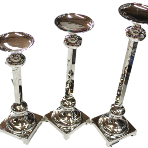 Three Piece Silver Candle Holder Set