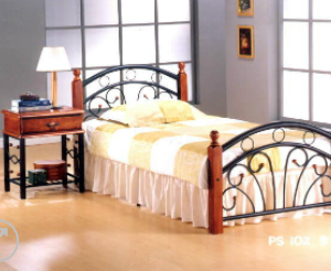 Metal & Wood Single Bedframe
