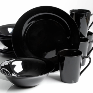 GIBSON 12PC BLACK DINNERWARE SET