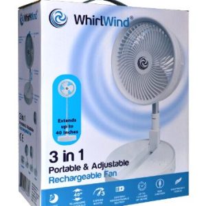 WHIRLWIND 3 IN 1, PORTABLE, RECHARGEABLE FAN