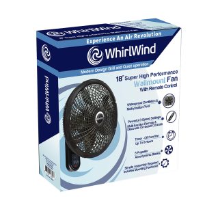 WHIRLWIND 18" WALLMOUNT FAN WITH REMOTE