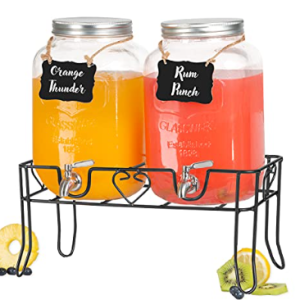 2PC GLASS CANISTER JUICE SET W/STAND