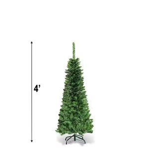 XMAS TREE PENCIL SHAPE 4FT 200TIPS W/METAL STAND
