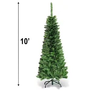 XMAS TREE PENCIL SHAPE 10FT 1500TIPS W/METAL STAND