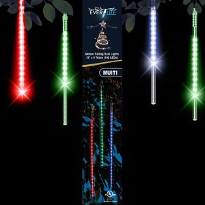 METEOR FALLING RAIN LIGHTS 12"X8 TUBES 192 LED MULTI UL