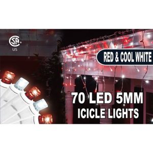 70 5MM RED, COOL WHITE LED ICICLE LIGHTS CSA