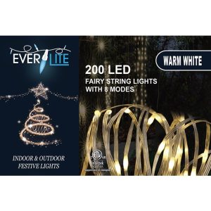FAIRY STRING LIGHTS 200L W/8 MODES WARM WHITE ETL
