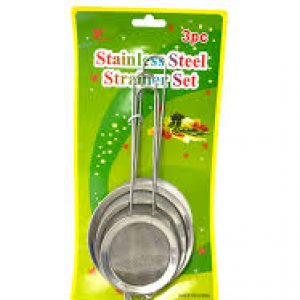 3 PC STAINLESS STEEL STRAINER SET