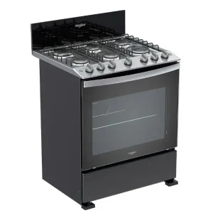 WHIRLPOOL 30" GAS STOVE BLACL W/SS TOP BURNERS LWFR3100B