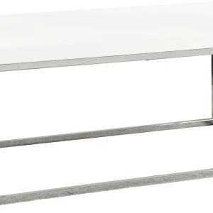 MONARCH GLOSSY WHITE WITH CHROME METAL COFFEE TABLE 13028