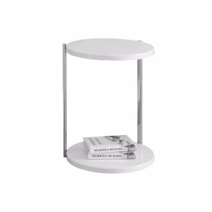 MONARCH GLOSSY WHITE ROUND ACCENT TABLE 13056