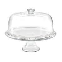 footed plate glass cake