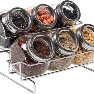 6PK GLASS SPICE JAR SET