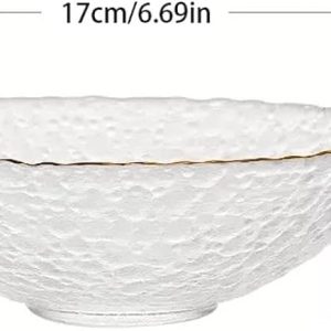DECORATIVE GLASS BOWL WITH GOLD RIM