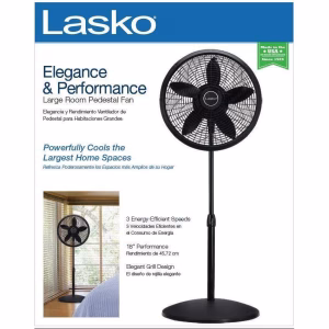 LASKO 18″ ELEGANCE & PERFORMANCE ADJUSTABLE PEDESTAL FAN