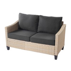 WICKER LOVESEAT SOFA (KHAKI & BLACK) MJH12270