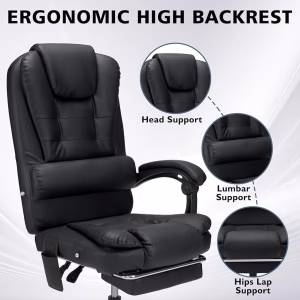 ERGONOMIC OFFICE CHAIR FOOTREST AND MASSAGE FUNCTION JB328BK