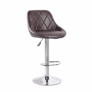 Diamond Pad Brown Leather Barstool