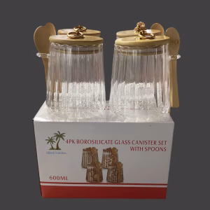 Island Kitchen brand borosilicate glass canister set