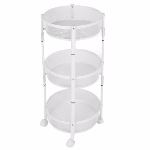 3-Tier Round Foldable Rolling Utility Cart